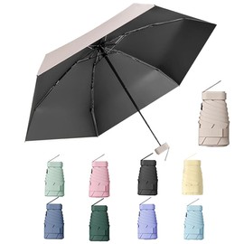 Aethryon Mini Travel Umbrella, Small UV Umbrella, Pocket Umbrella, Foldable Parasol, Travel Portable Pocket Umbrella, Parasol Portable, (Home), cream-coloured