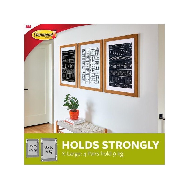 Command Picture Hanging Strips, White, X-Large, 10 Strip Pairs -