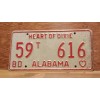 1980 ALABAMA License Plate Heart of Dixie antique vintage auto