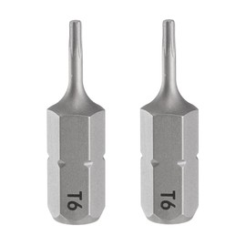HARFINGTON 2pcs T6 Torx Screwdriver Bit 1/4" Hex Shank 25mm/1" Length Magnetic Star 6 Point Head Hex Bits S2 Steel Screw Driver Bit