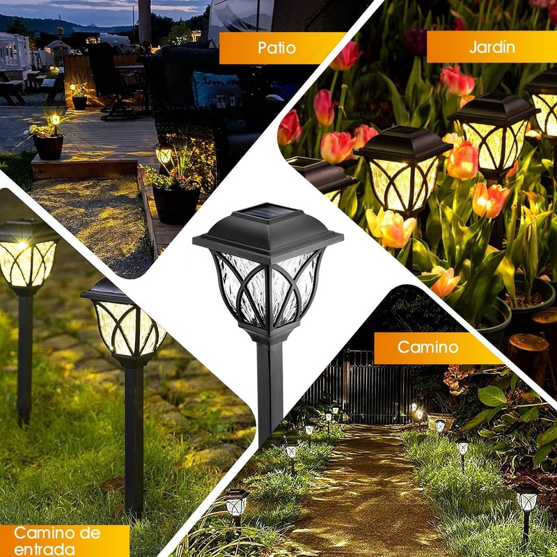 BYCRAY Juego de 6 luces solares para caminos de jardín,
