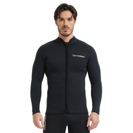 Lemorecn Adult’s 3mm Wetsuits Jacket Long Sleeve Neoprene Wetsuits Top(CA2031BLACK-XL)