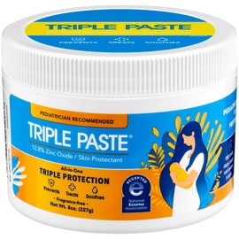 Triple Paste Diaper Rash Cream for Baby - 8 Oz Tub – Zinc Oxide Ointment Treats, Soothes and Prevents Diaper Rash - Pediatrician-Recommended Hypoallergenic Formula for Daily & Overnight Protection
