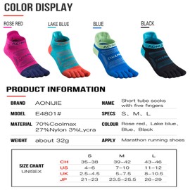 AONIJIE Socks for Men and Women High Performance Athletic Toe-Socks Soft,Comfortable and Breathable (Ankle-High - 3 Pack - Small)
