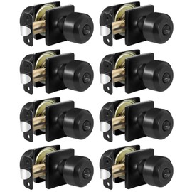 Haidms 8 Pack Matte Black Door Knobs Interior, Privacy Interior Door Knob for Bedroom or Bathroom Classic Black Round Doorknobs Hardware(Square Panel Interior Door Konbs)