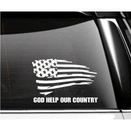 God Help Our Country Car Decal Tattered American Flag- Tumbler Decal