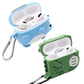 【2 Pack】 Lubiogio 3D Cute Crocodile+Dinosaur Case for Airpod Pro,3D Cartoon Kawaii Animal Design Kids Teens Girls Women Soft Case for Airpods Pro 1st 2019/Pro 2nd 2022