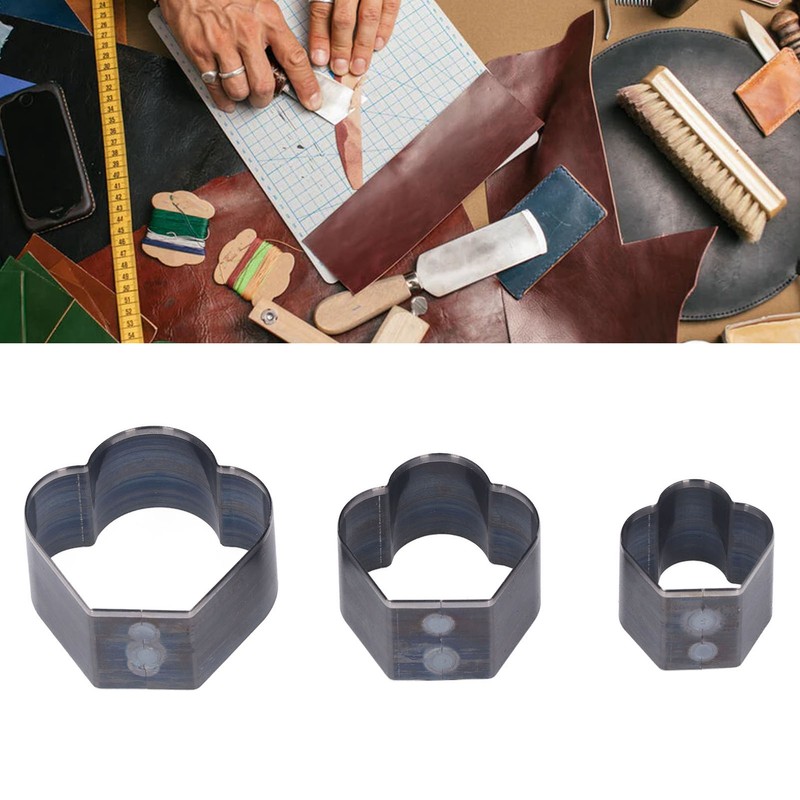 3Pcs Crown Shape Leather Punching Die Set Cutting Knife Kit