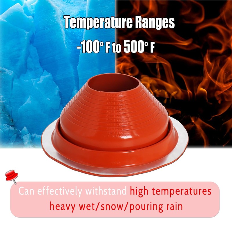 #7 High Temp Silicone Chimney Boot for Metal Roof, Fit