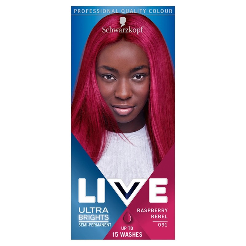 3x Schwarzkopf Live Ultra Bright or Pastel Colour, Raspberry Rebel