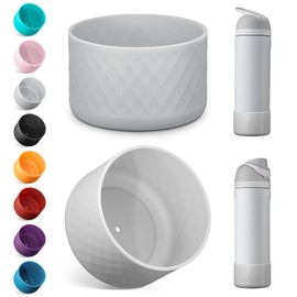 Airboat 2PCS Silicone Water Bottle Boot for Owala 24oz, Protective Bottom Bumper Anti-Slip Sleeve for FreeSip, Twist, and Flip Stainless Steel Bottles, Dishwasher Safe and BPA Free(Grey)