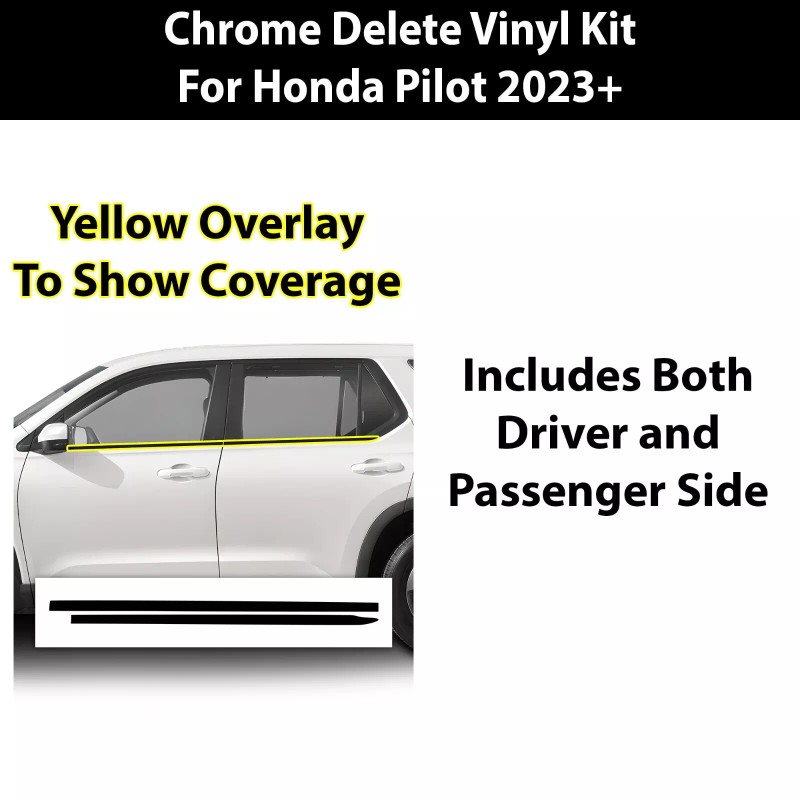 Clearsurface Fits Honda Pilot 2023 Side Window Chrome Delete Decal