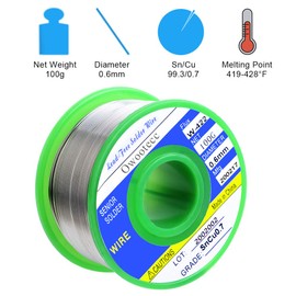 GeeekPi 0.6mm Lead Free Rosin Core Solder Wire for Motherboard, Electronic Product, Computer, Instrument
