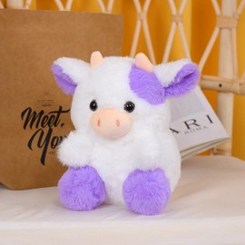 Tikwisdom Cow Stuffed Animal,Plush Cow Doll, Paw Paw Cow Plush Toy,Cartoon Cute Cow,Gift for Boys and Girls,20cm High (purple)