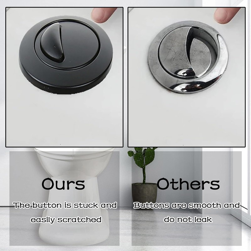 Toilet Flush Button, Black Toilet Push Button Flush Replacement, ABS