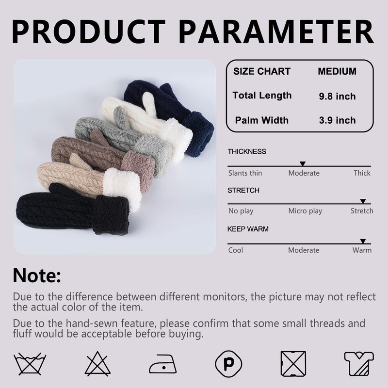 Women's Winter Gloves Warm Lining - Cozy Wool Knit Thick
