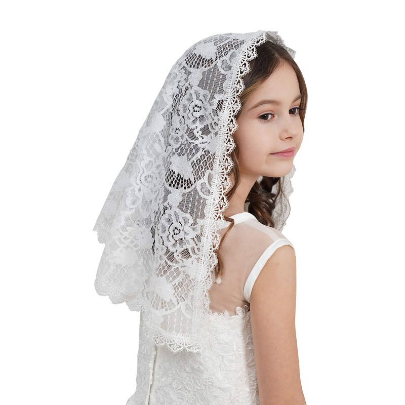 Leimandy First Communion Veil for Girls Catholic Chapel Mantilla Veil