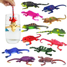 goosow 12 PCS Colour Changing Lizard Animal Toys,Change Colour Chameleon Toys Set,Floating and StretchyToys for Kids,Themed Party Supplies,Classroom Rewards,Goodie Bags Fillers,Carnival Prizes