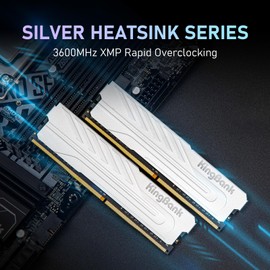 KingBank Computer Desktop Memory Ram DDR4 16GB(2x8GB) 3600MHZ CL18 1.35V XMP2.0 Overclocking with Heatsink for PC Gaming/Office/PS,Silver