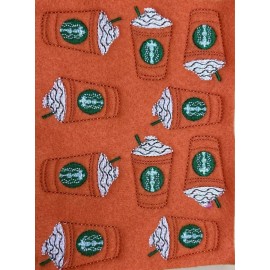 Handmade Pumpkin Spice Coffee Felties Starbucks Lot Of 10 Uncut Fall Crafts