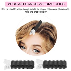 2 Pcs Hair Roller Hair Curler Clips Volumizing Hair Root Clips Hair Root Bangs Fluffy Clips, Hair Styling Rollers Clips Hairdressing Curling Clips Hair Section Clip(black)