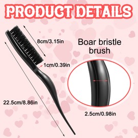 Frienda 2 Pieces Teasing Hair Brush Boar Bristle Brush Comb for Women Salon Boar Nylon Bristle Beauty Styling Slick Back Backcombing Tool(Black)