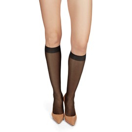 MeMoi Women's Silky Sheer Knee Highs Black One Size