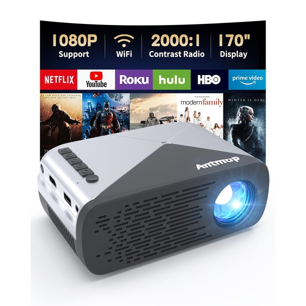 Mini Projector for iPhone, 1080P Support Wireless Video Projector with