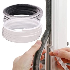 Weather Stripping Brush, 32.8FT Pile Self Adhesive Weather Stripping, Weatherstrip Door Sweep Brush Seal Strip for Sliding Windows/Doors Frame Side (3/8 x 3/5 Inch (9 x 15 mm), Gray)