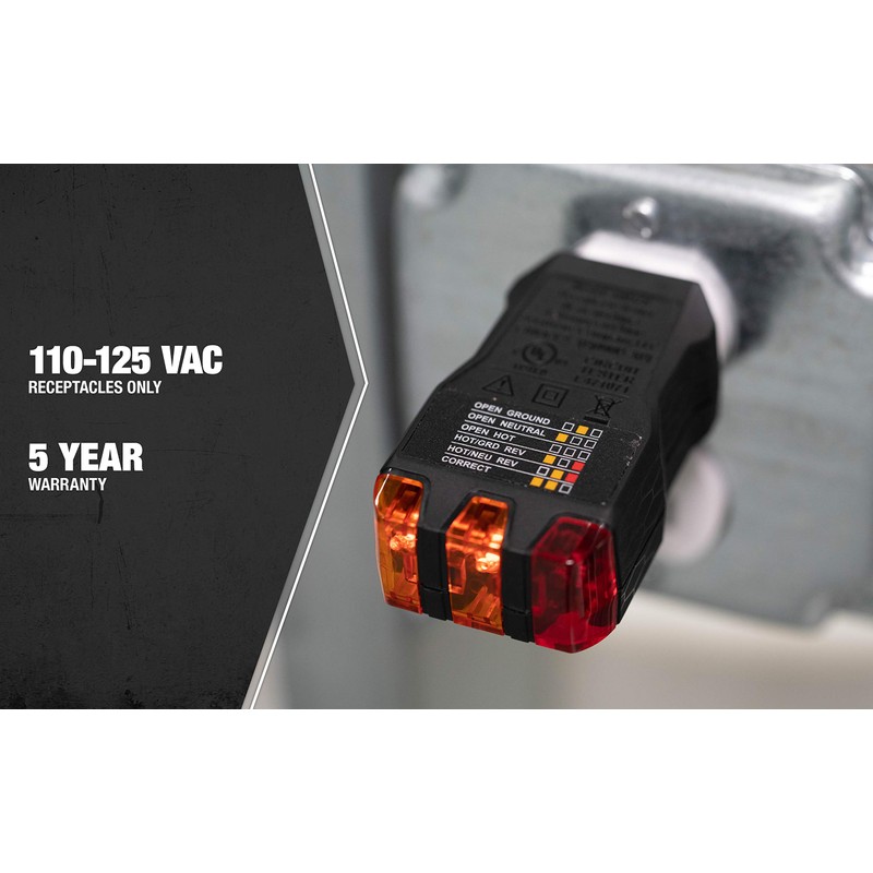 Southwire GFCI Receptacle Tester - Push-Button Outlet Tester for Fast