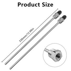 FSWWSF Pack of 2 1/2 Inch Immersion Sleeves 300 mm Stainless Steel 304 Thread for Temperature Sensor Thermowell Diving Tube Protective Tube for Thermocouples Protective Tube for Temperature Sensor