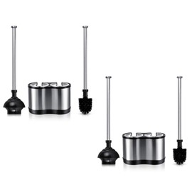 ToiletTree Products Modern Deluxe Freestanding Toilet Brush and Plunger Combo - 5.5" x 9.5" x 18.5" (2 Pack)