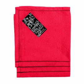 HOMESCAPES - Christmas - 4 Napkins Set - Red - 100% Cotton - Washable at Home