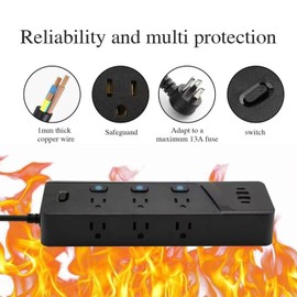 SOZOMO Enchufe Plano,Multicontacto Regleta Extension Electrica con Protector Supresor de Picos de Voltaje, Conector Multiple con 6 Salidas y 4 USB(2 USB C), Sleek Socket, Perfecto para Hogar Oficina.