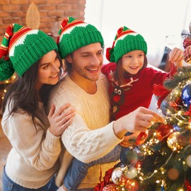 TAGVO Christmas Hat, Santa Hat for Unisex, Knitted Santa Hat, Adults, Children, Comfortable Christmas Hats for Christmas, New Year and Party Supplies