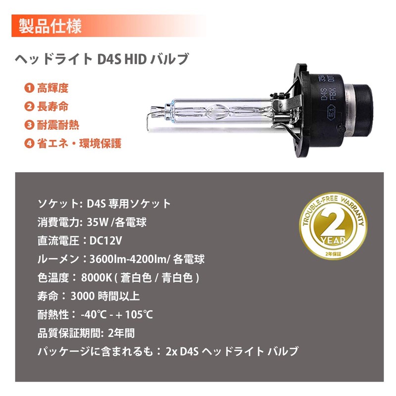 Briteye Car Headlight HID D4S 8000K High Luminance Genuine Replacement