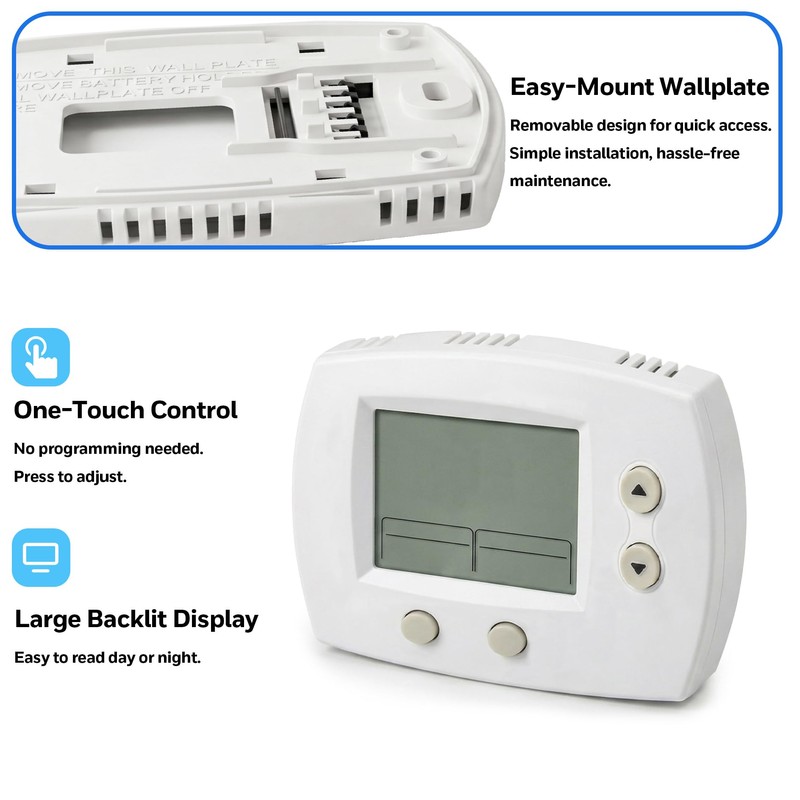 TH5110 Non-Programmable Thermostat for Home Heating and Cooling, White with