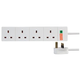 pro elec 4 Gang Surge Protected Extension Lead, White 2m