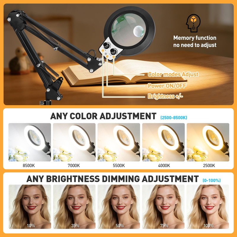 KMDES 12X&30X Floor Magnifying Glass with Light and Stand, 2