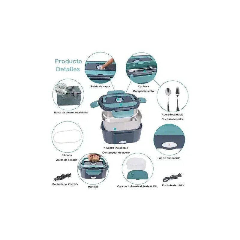 Lonchera Térmica Eléctrica Portátil Aiyinsmart Smart-403 Color Gris