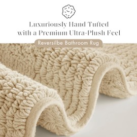 Madison Park Splendor Reversible 100% Cotton Tufted Bathroom Rug-3000 GSM Hotel Quality Luxurious Plush Medium Pile Bath Mat Absorbent, Quick Dry, Shower Room Décor, 21x34, Natural