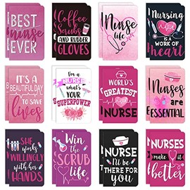 24 Pieces Nurse Notebooks Mini Nurse Pocket Notepads Nurse Appreciate Gifts Pocket Journal for Nursing Students Classroom Office Present Supplies, 12 Styles