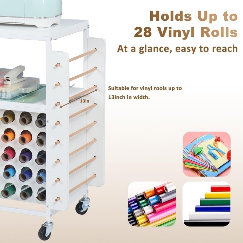 LUCKUP Organization and Storage Craft Table for Cricut Machines, Rolling
