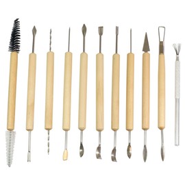 HTS 108A0 11 Pc DIY Mudd Clay Ceramics Polymer Pottery Modeling Brushing Smoothing Kit for Beginners