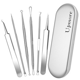 Pimple Tool Set Blackhead Remover Professional Stainless Steel Acne Blemishes Comedone Removal Tool with Metal Case and Tweezers for Whitehead Acne on Nose Face