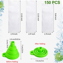 Bolsas de Polo de Hielo de Plástico Bolsas de Helado Desechables con Embudo de Silicona, Bolsas de Molde de Helado de 3 Tamaños de Bricolaje 2 x 12 Pulgadas 3 x 12 Pulgadas 3 x 10 Pulgadas