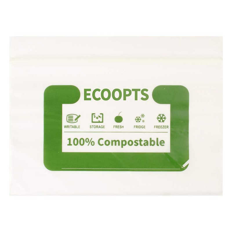 100 PCS ECOOPTS Food Storage Snack Bags 100% Compostable Ziplock