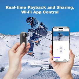 ONKELYIM Mini Action Camera WiFi -128GB Wearable Body Camera, Magnetic Lanyard, Thumb Size Hands Free Recording Body Worn for Pets, Travel, Work, Water Sports, Outdoor Adventures