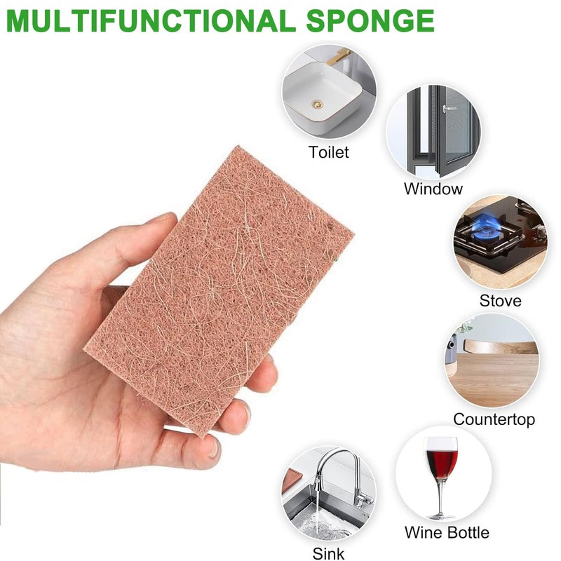 Ryichliho Natural Kitchen Scouring Pads, 24 Pieces, Double Sided Kitchen