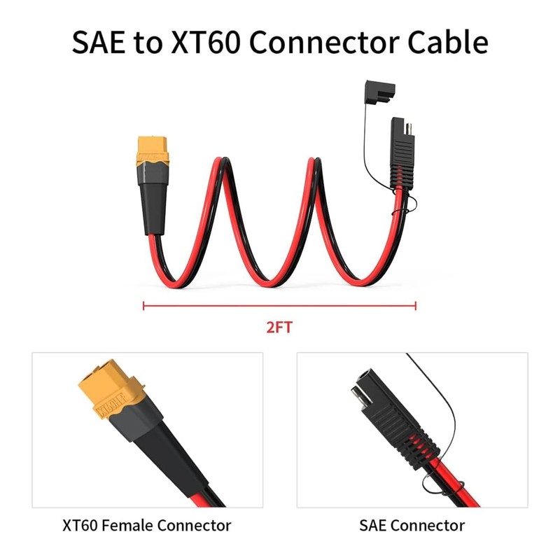 ELFCULB 10AWG XT60 to SAE Connector Extension Cable with SAE